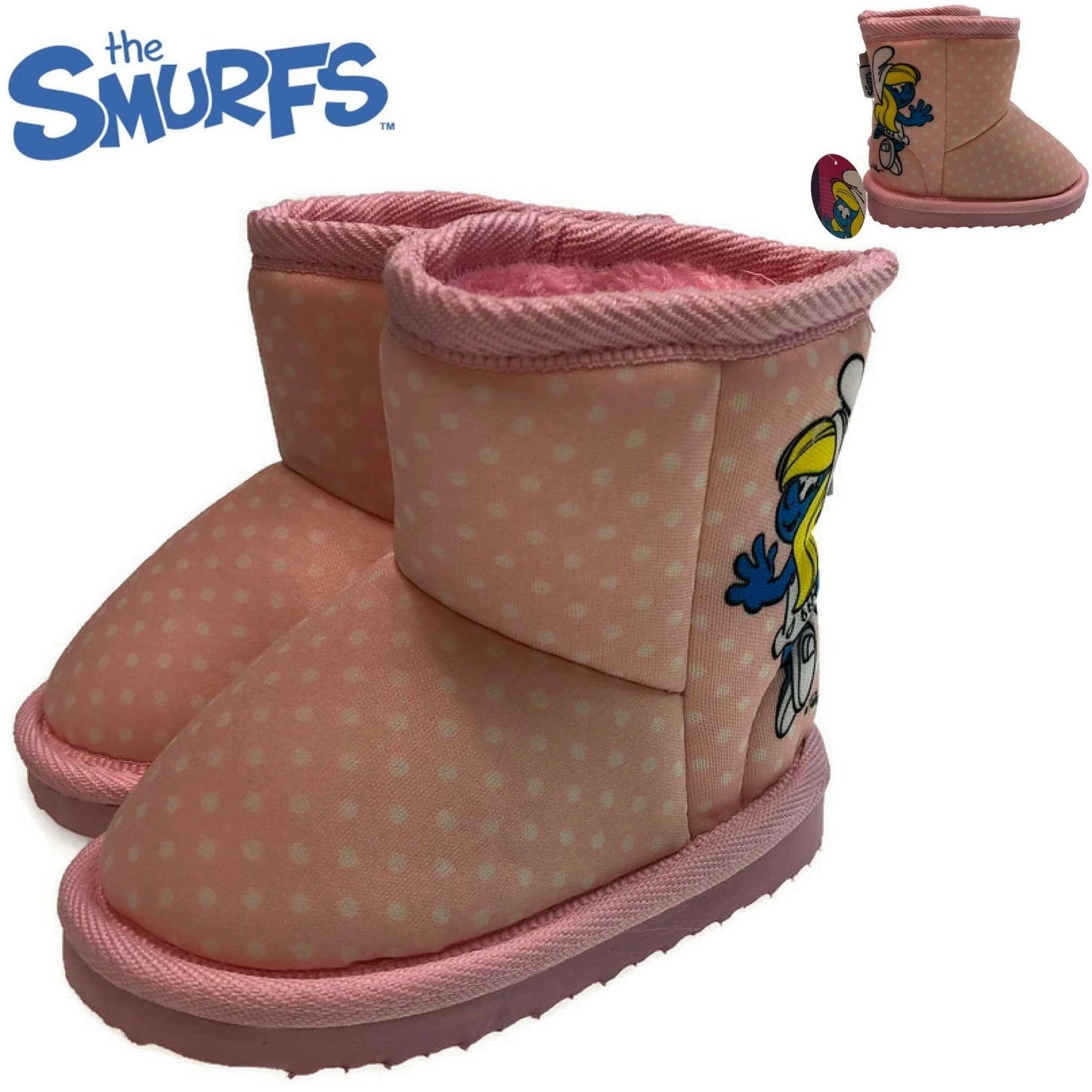 THE SMURFS Kids Childrens UGG Boots Shoes Warm Winter Official Licensed