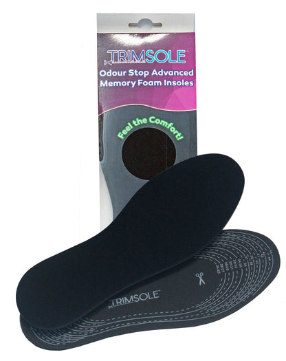 TRIMSOLE Odour Stop Advanced Memory Foam Insoles Anti-Odour Inserts Anti Bacterial