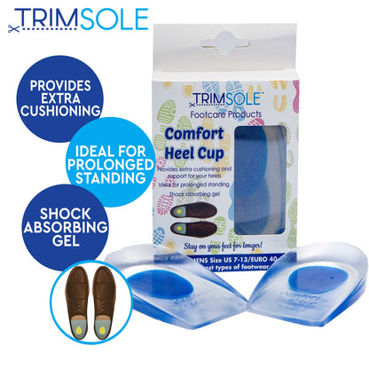 TRIMSOLE Mens Comfort Heel Cup Silicone Gel Pad Cushion Insoles Inserts  (1 Pair)